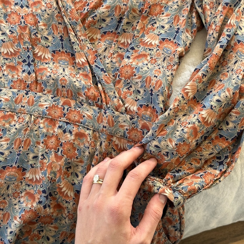 Floral Print Dress with Denim Vest - Picture 7 of 8